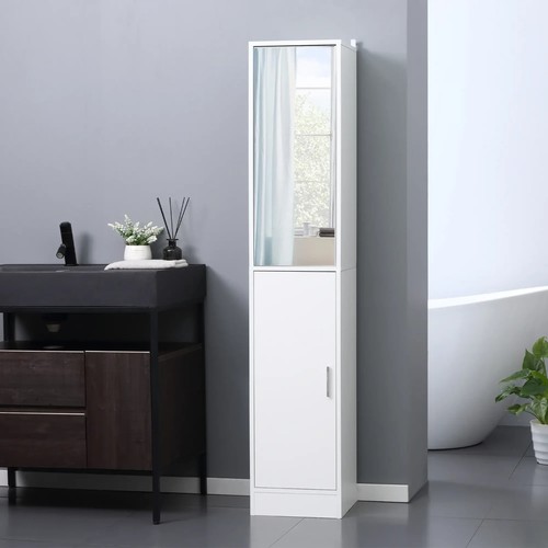 White tall mirrored bathroom - white,