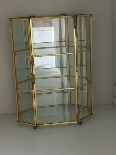Vintage brass glass - brass, mirrored