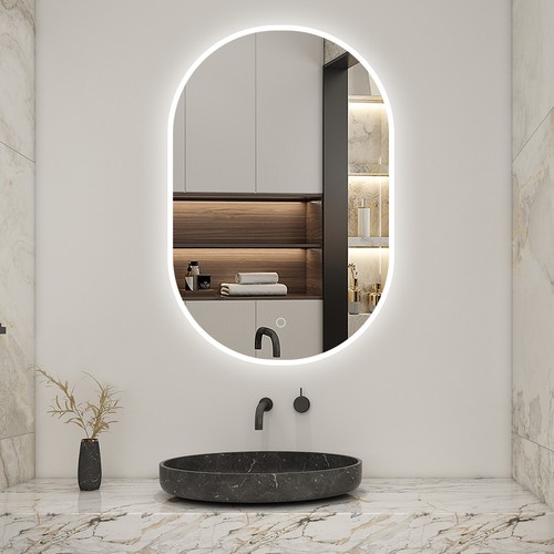Oval led bathroom mirror - bathroom,